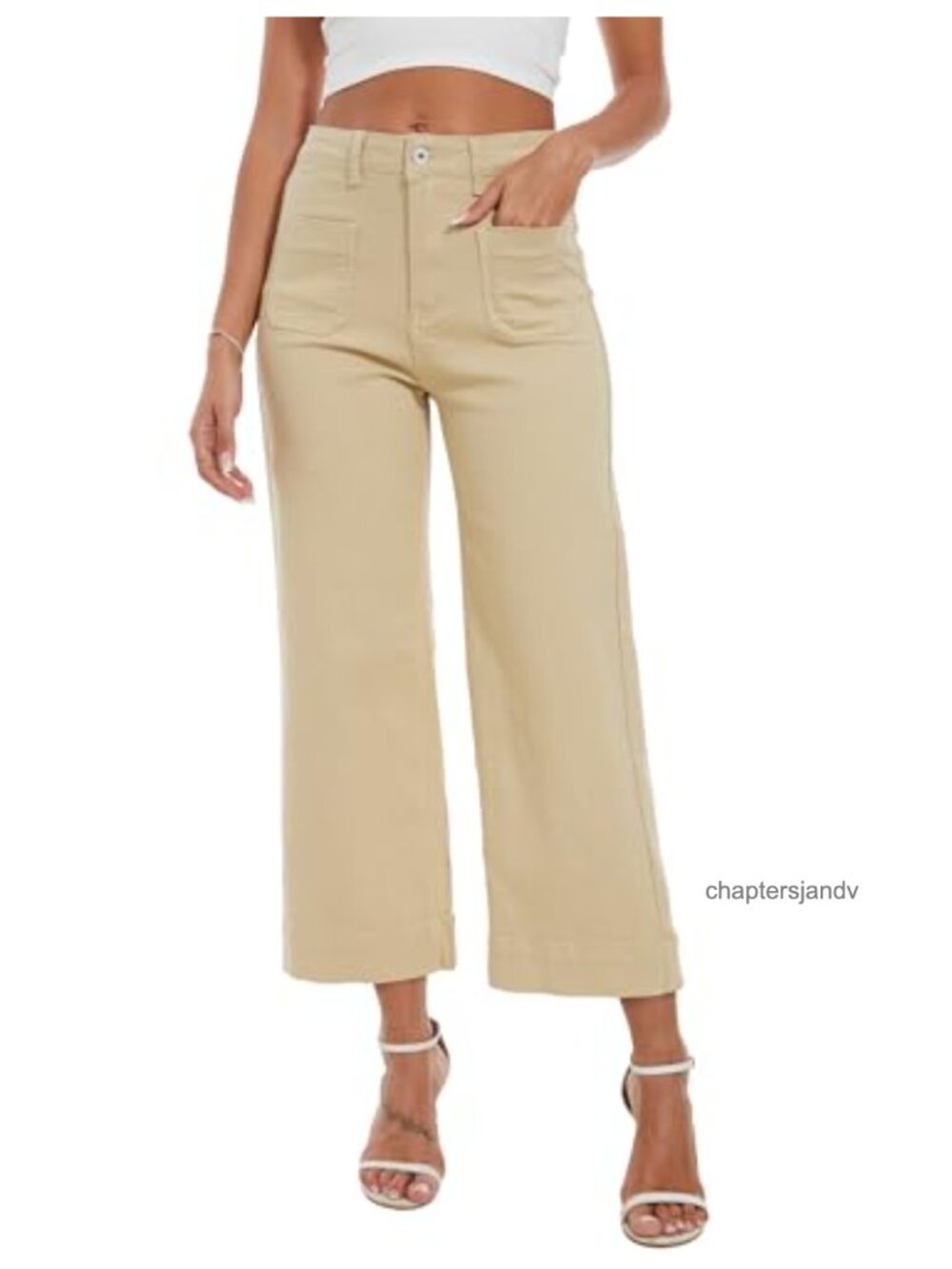 Wide Leg Cropped Jeans High Waisted Flare Stretchy Denim Capri Pants